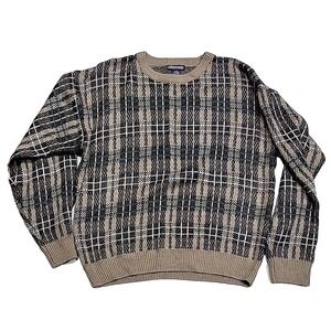 Vintage Jantzen Geometric Crewneck Brown Heavy Pullover Sweatshirt Men's Large